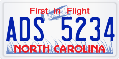 NC license plate ADS5234