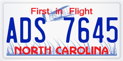 NC license plate ADS7645