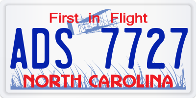 NC license plate ADS7727