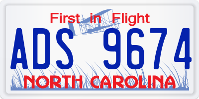 NC license plate ADS9674