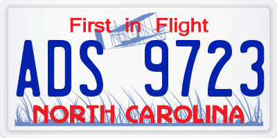 NC license plate ADS9723
