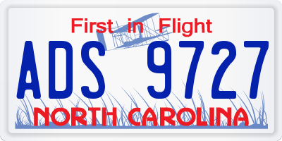 NC license plate ADS9727