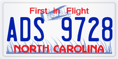 NC license plate ADS9728