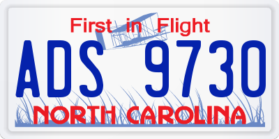 NC license plate ADS9730