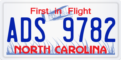 NC license plate ADS9782