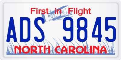 NC license plate ADS9845