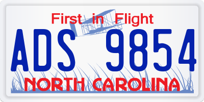 NC license plate ADS9854