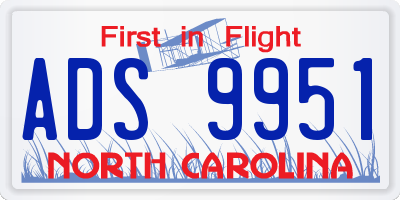 NC license plate ADS9951