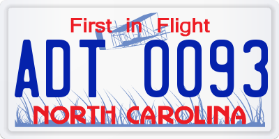 NC license plate ADT0093
