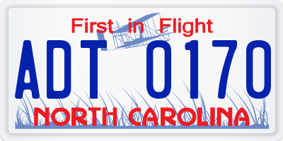 NC license plate ADT0170