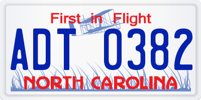 NC license plate ADT0382