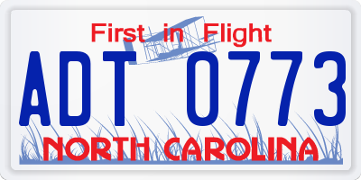 NC license plate ADT0773