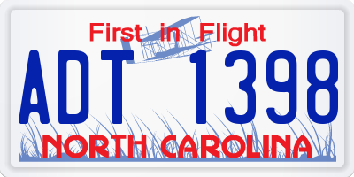 NC license plate ADT1398