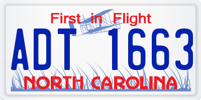 NC license plate ADT1663