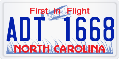 NC license plate ADT1668