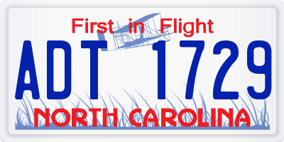 NC license plate ADT1729