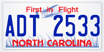NC license plate ADT2533