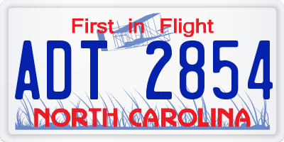 NC license plate ADT2854