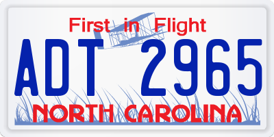 NC license plate ADT2965
