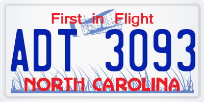 NC license plate ADT3093