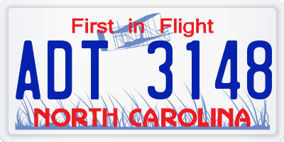 NC license plate ADT3148