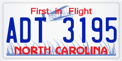 NC license plate ADT3195