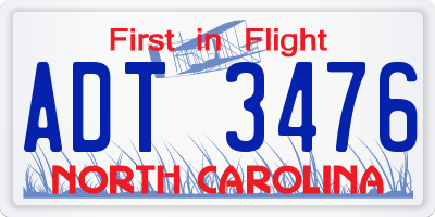NC license plate ADT3476