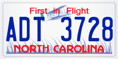 NC license plate ADT3728
