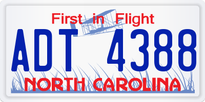 NC license plate ADT4388
