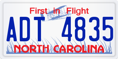 NC license plate ADT4835