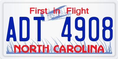 NC license plate ADT4908