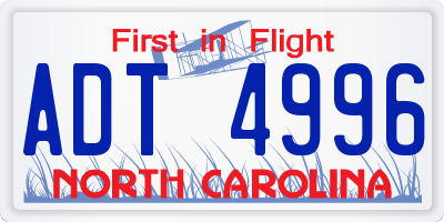 NC license plate ADT4996
