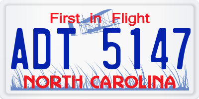 NC license plate ADT5147
