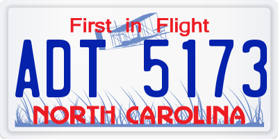 NC license plate ADT5173