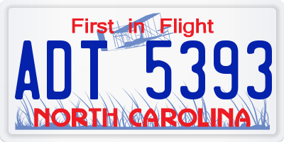NC license plate ADT5393