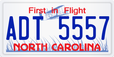 NC license plate ADT5557