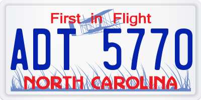 NC license plate ADT5770