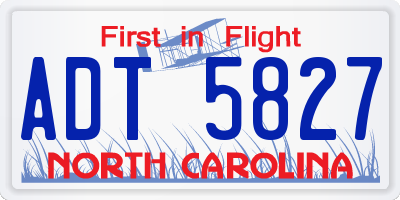 NC license plate ADT5827