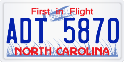 NC license plate ADT5870