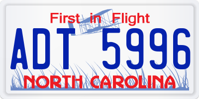 NC license plate ADT5996
