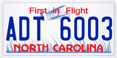 NC license plate ADT6003