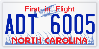 NC license plate ADT6005
