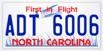 NC license plate ADT6006