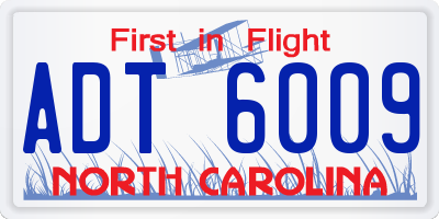 NC license plate ADT6009