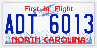 NC license plate ADT6013