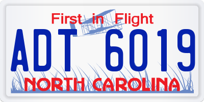NC license plate ADT6019