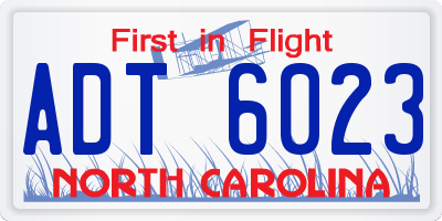 NC license plate ADT6023