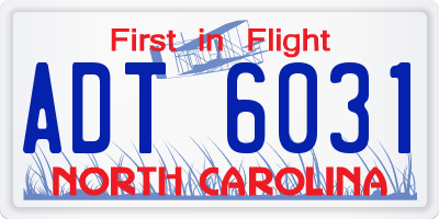 NC license plate ADT6031