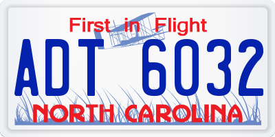 NC license plate ADT6032
