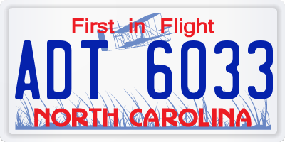 NC license plate ADT6033